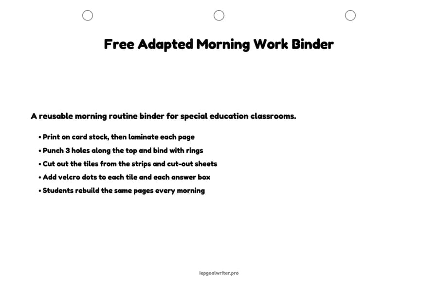 Adapted Morning Work Binder — page 1 of 32