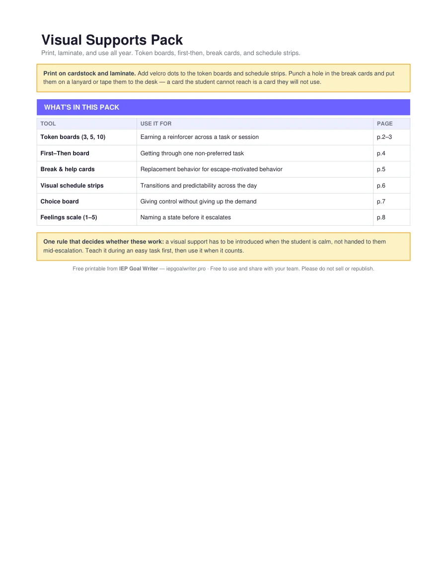 Visual Supports Pack — page 1 of 8