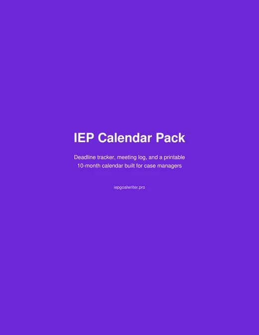 Preview of IEP Calendar Pack